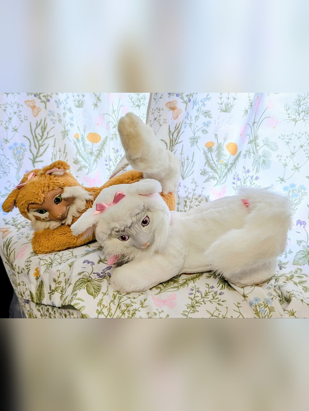 Hasbro 1992 Kitty Surprise Lot Of 2 Orange & White Mom Cat Plush No Kittens